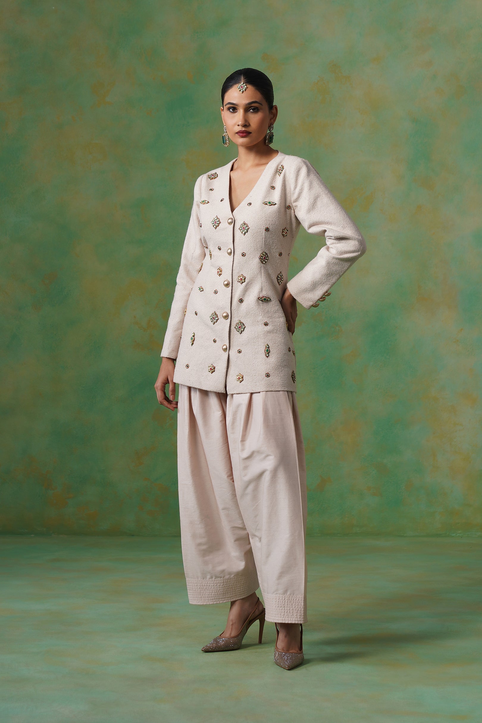 Mahira Tweed Matching Coat Set - Neetika Chopra