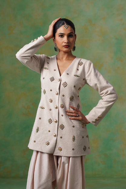 Mahira Tweed Matching Coat Set - Neetika Chopra
