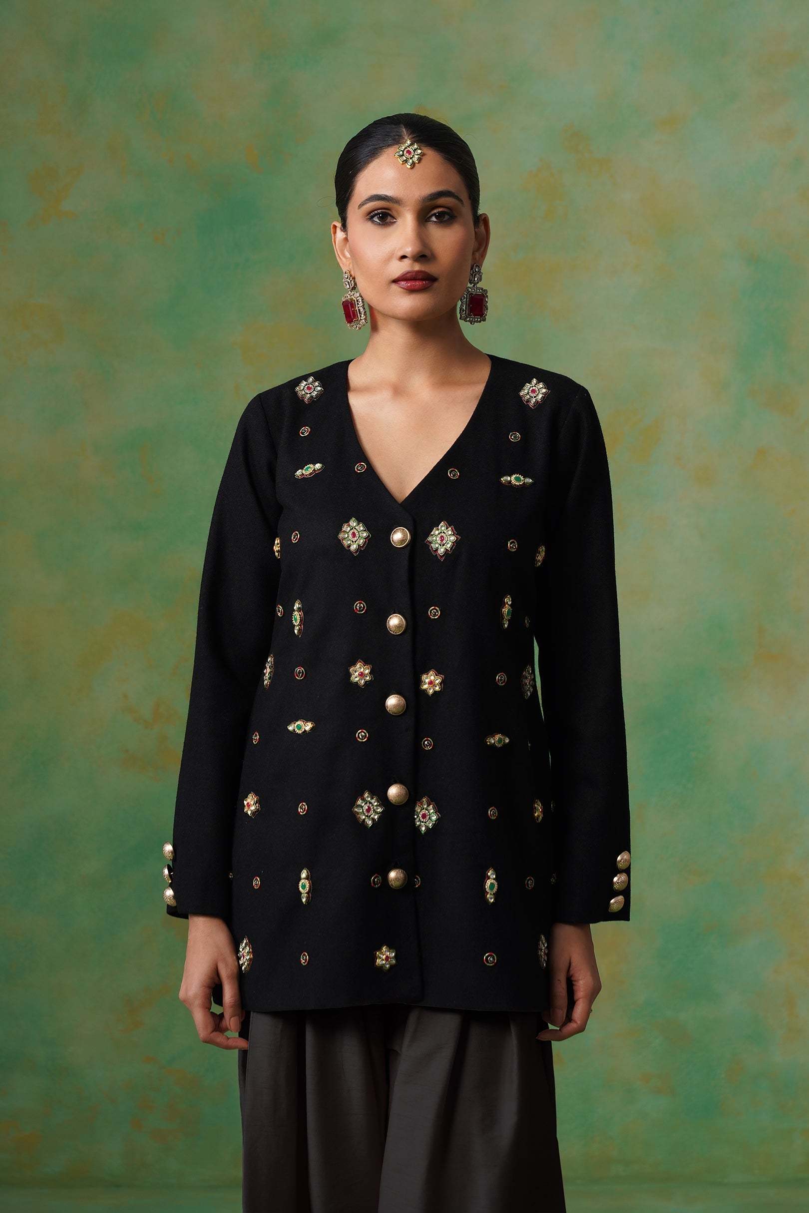 Viha Tweed Matching Coat Set - Neetika Chopra