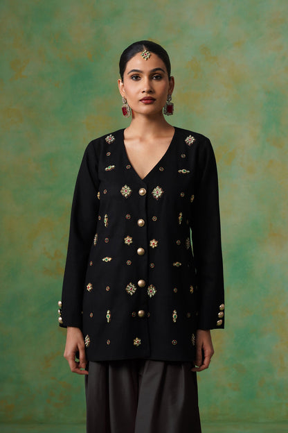Viha Tweed Matching Coat Set - Neetika Chopra