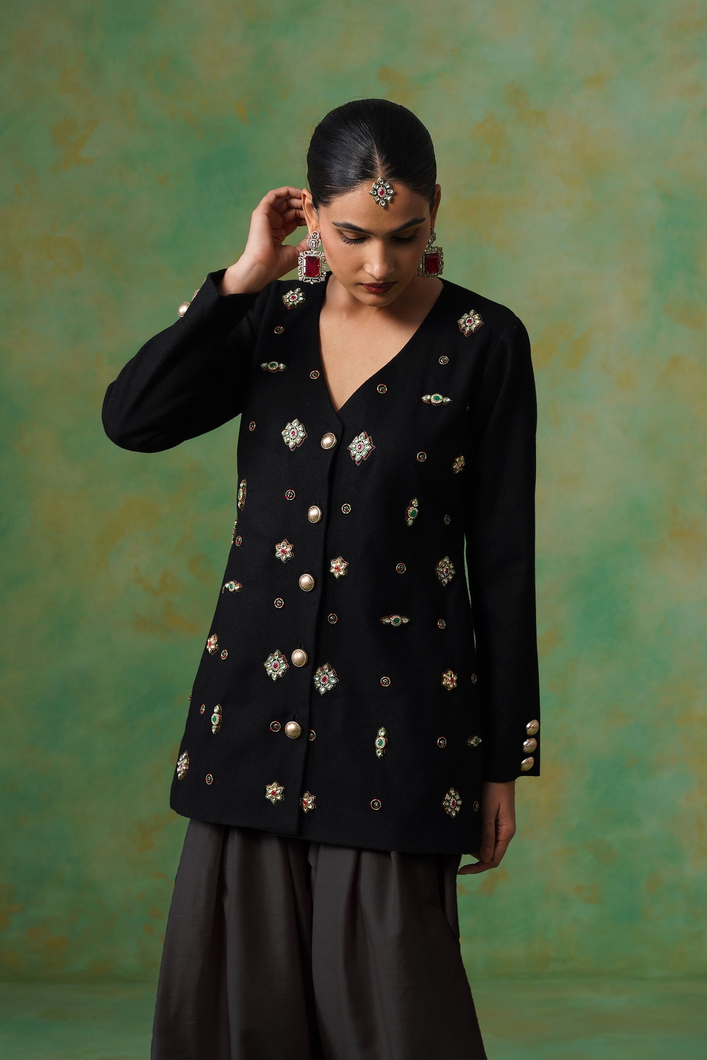 Viha Tweed Matching Coat Set - Neetika Chopra