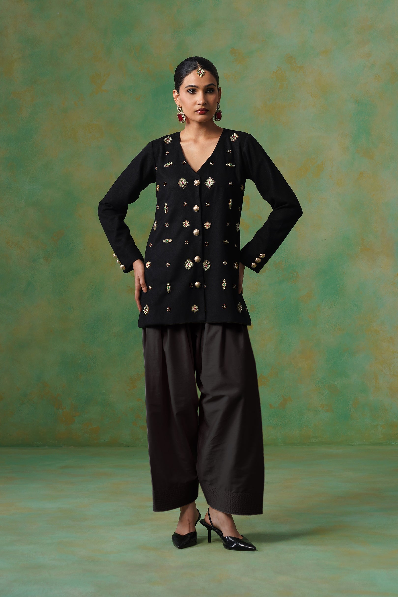 Viha Tweed Matching Coat Set - Neetika Chopra