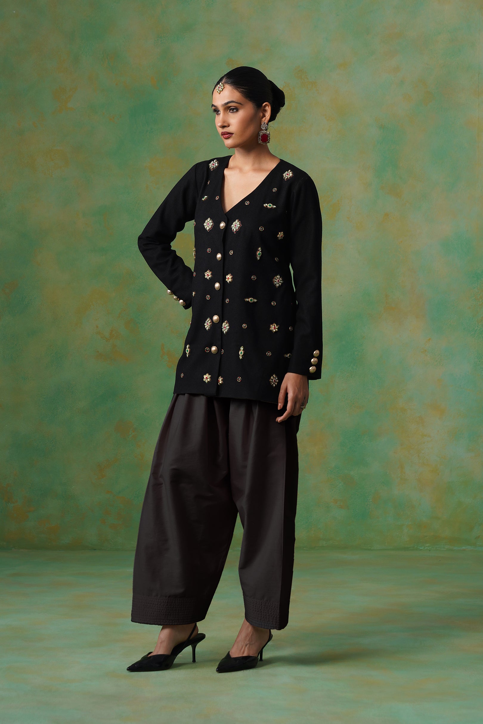 Viha Tweed Matching Coat Set - Neetika Chopra