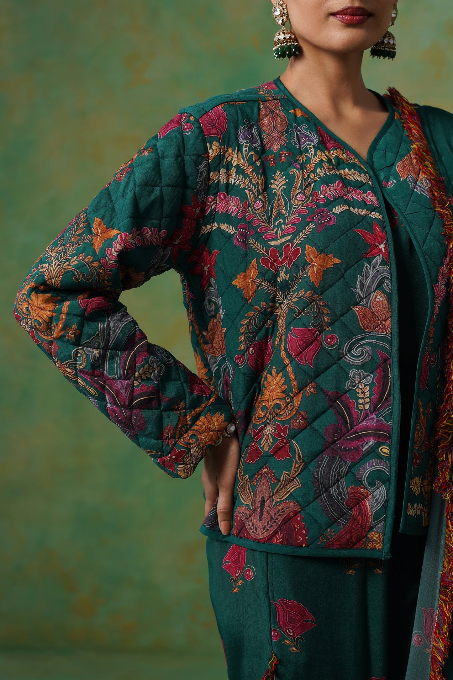Dhara Palazzo Pant Saree With Quilted Jacket - Neetika Chopra