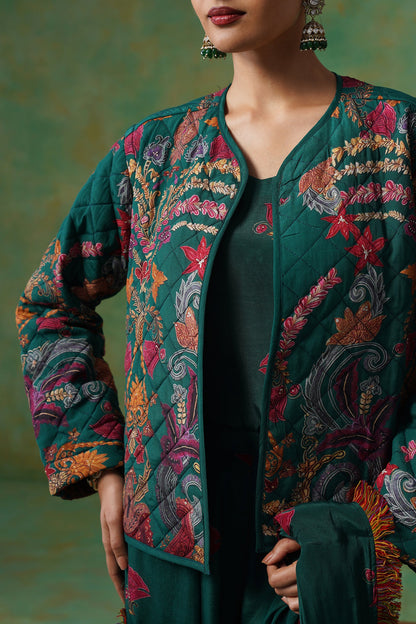 Dhara Palazzo Pant Saree With Quilted Jacket - Neetika Chopra