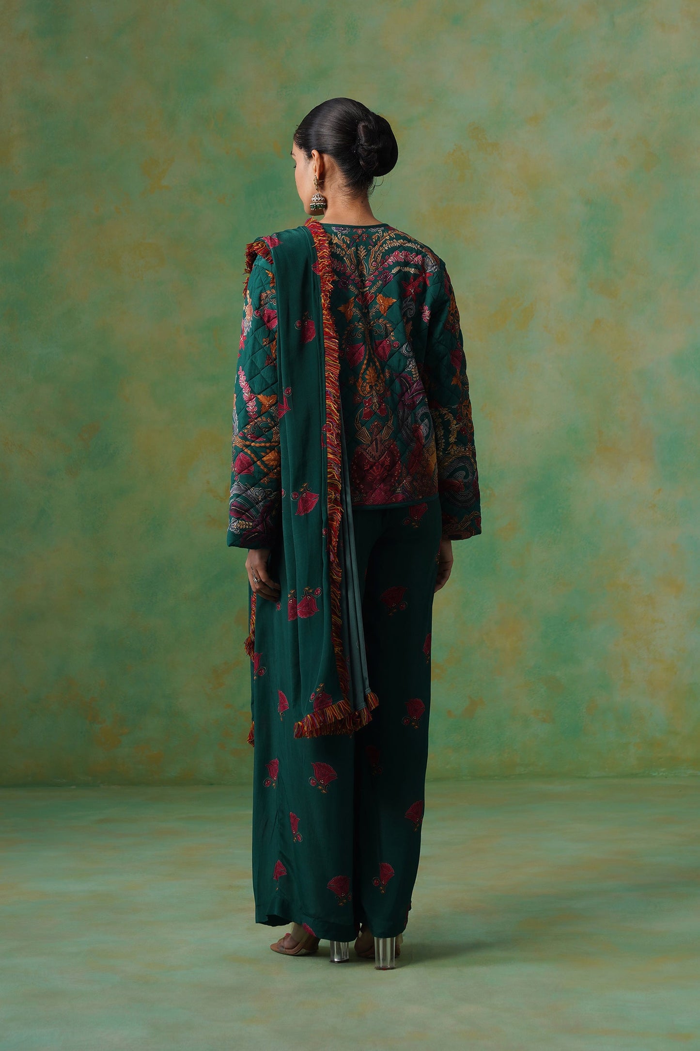 Dhara Palazzo Pant Saree With Quilted Jacket - Neetika Chopra