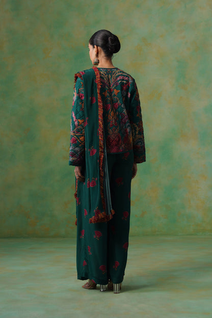 Dhara Palazzo Pant Saree With Quilted Jacket - Neetika Chopra
