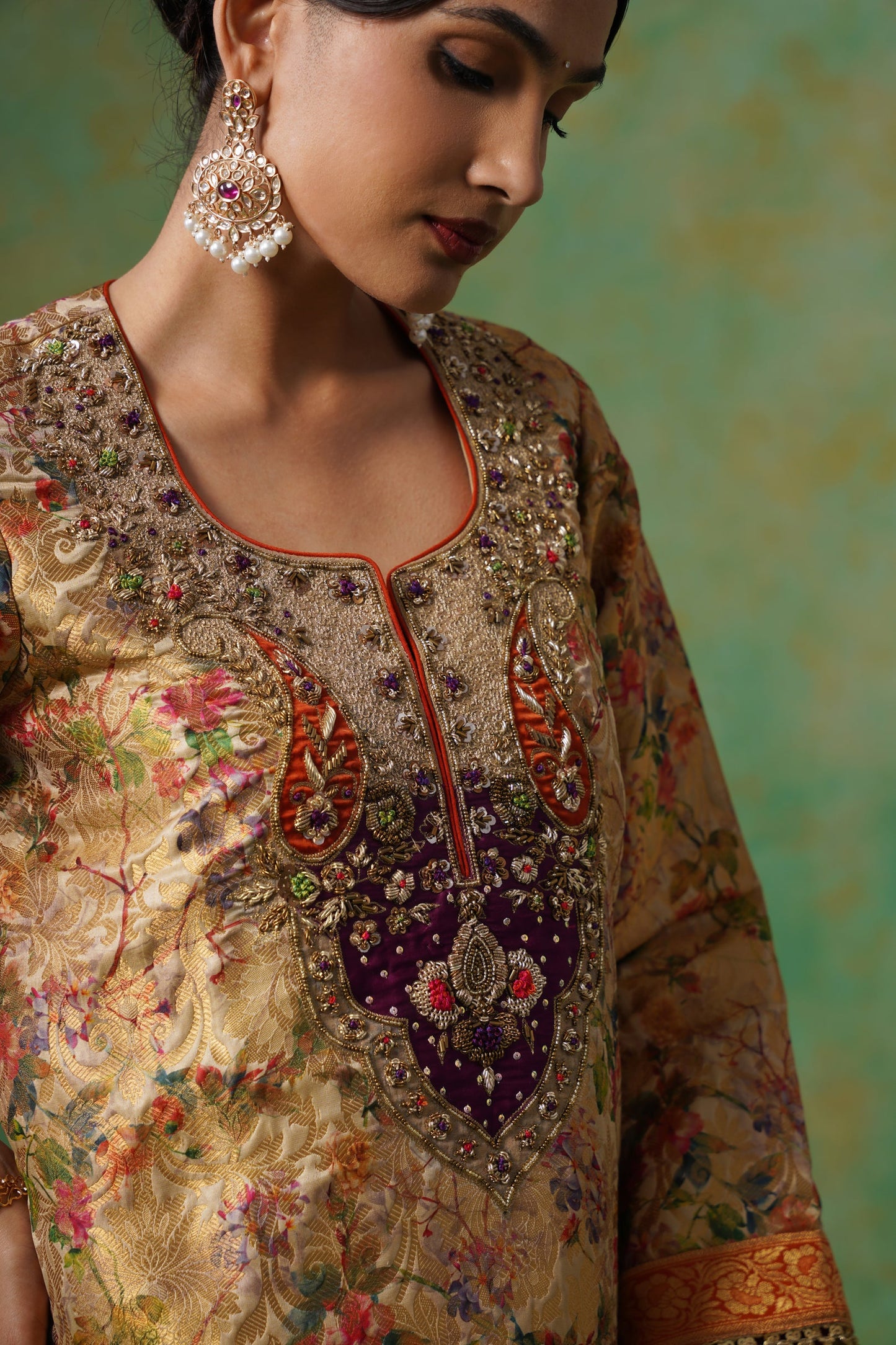 Divyani Brocade Hand Embroidered Suit Set - Neetika Chopra