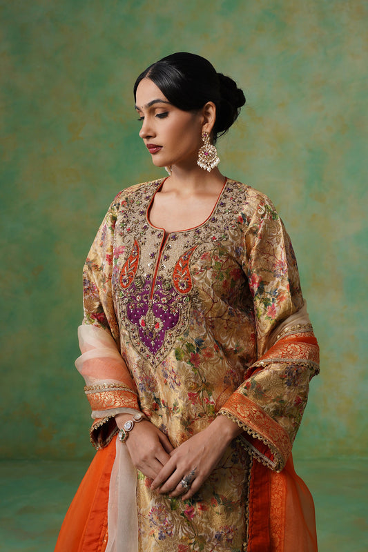 Divyani Brocade Hand Embroidered Suit Set - Neetika Chopra