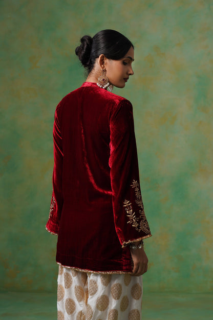Bithika Hand Embroidered Velvet Matching Set - Neetika Chopra