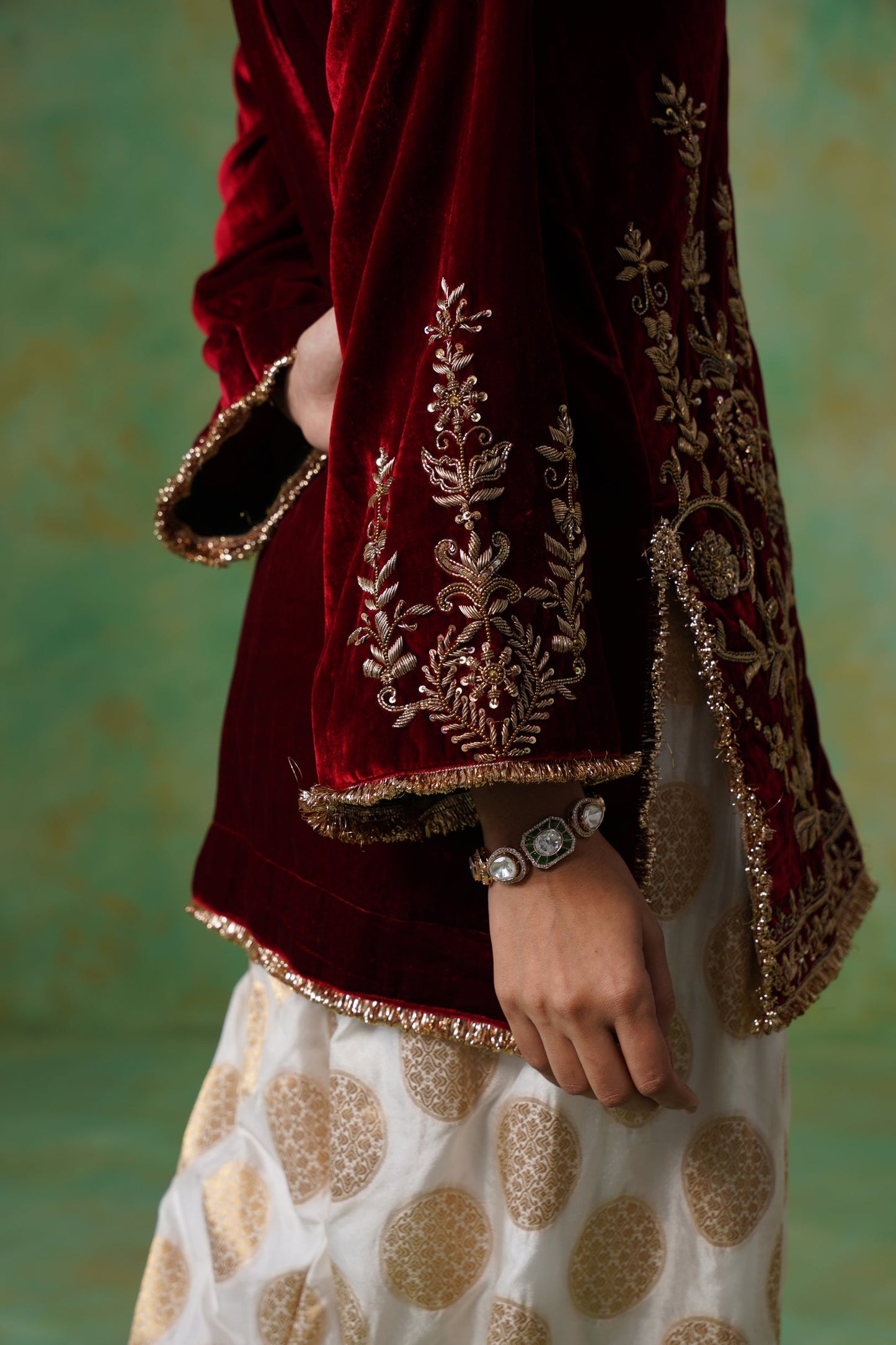 Bithika Hand Embroidered Velvet Matching Set - Neetika Chopra
