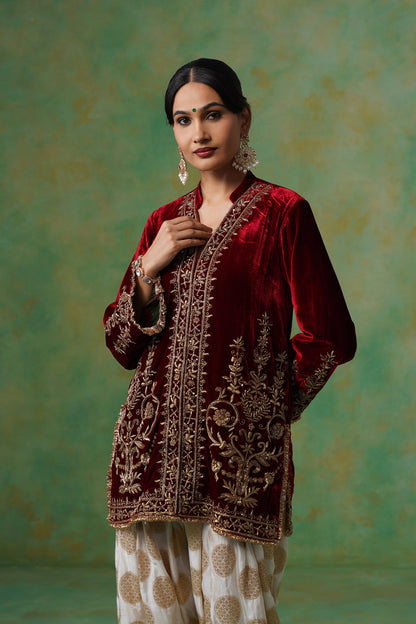 Bithika Hand Embroidered Velvet Matching Set - Neetika Chopra