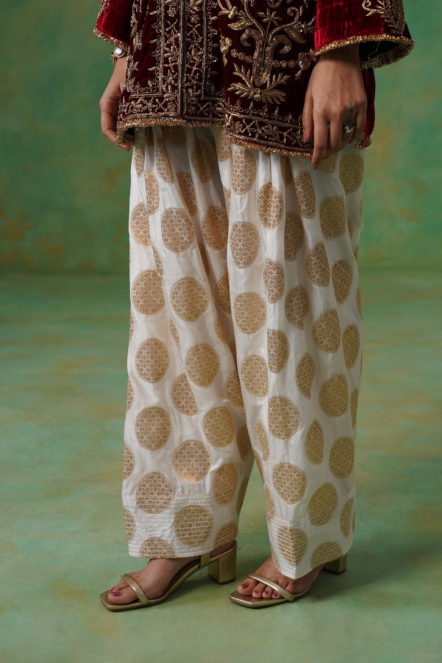 Bithika Hand Embroidered Velvet Matching Set - Neetika Chopra