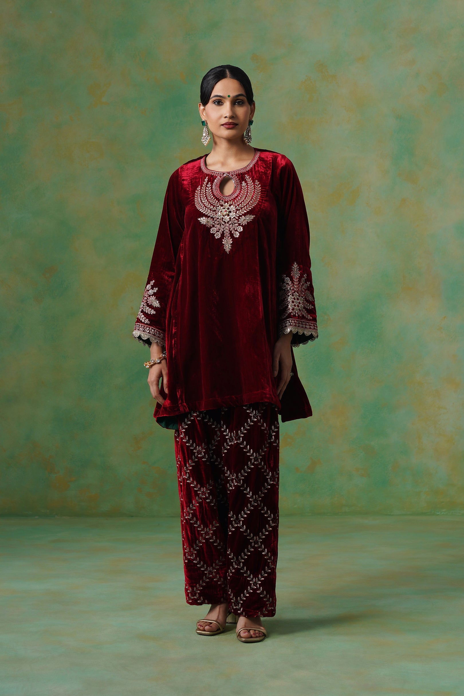 Kashvi Velvet Embroidered Suit Set - Neetika Chopra