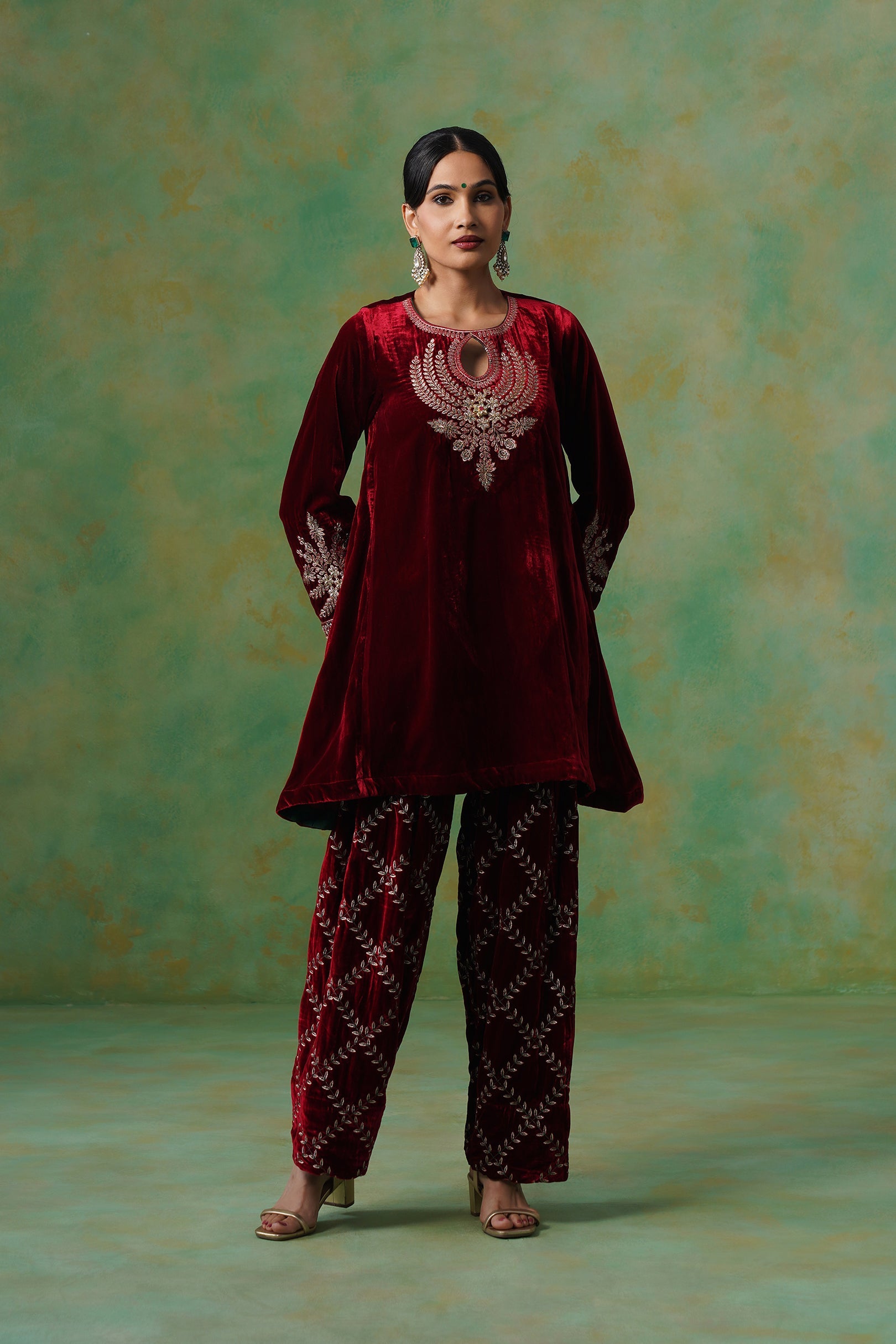 Kashvi Velvet Embroidered Suit Set - Neetika Chopra