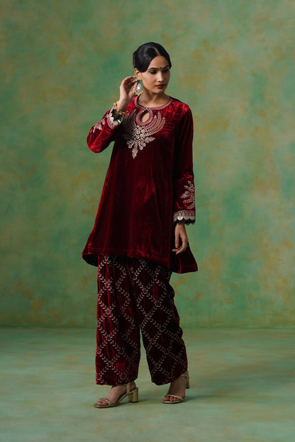 Kashvi Velvet Embroidered Suit Set - Neetika Chopra