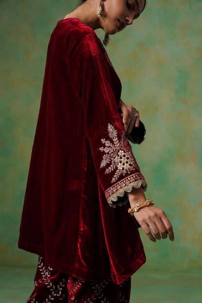 Kashvi Velvet Embroidered Suit Set - Neetika Chopra