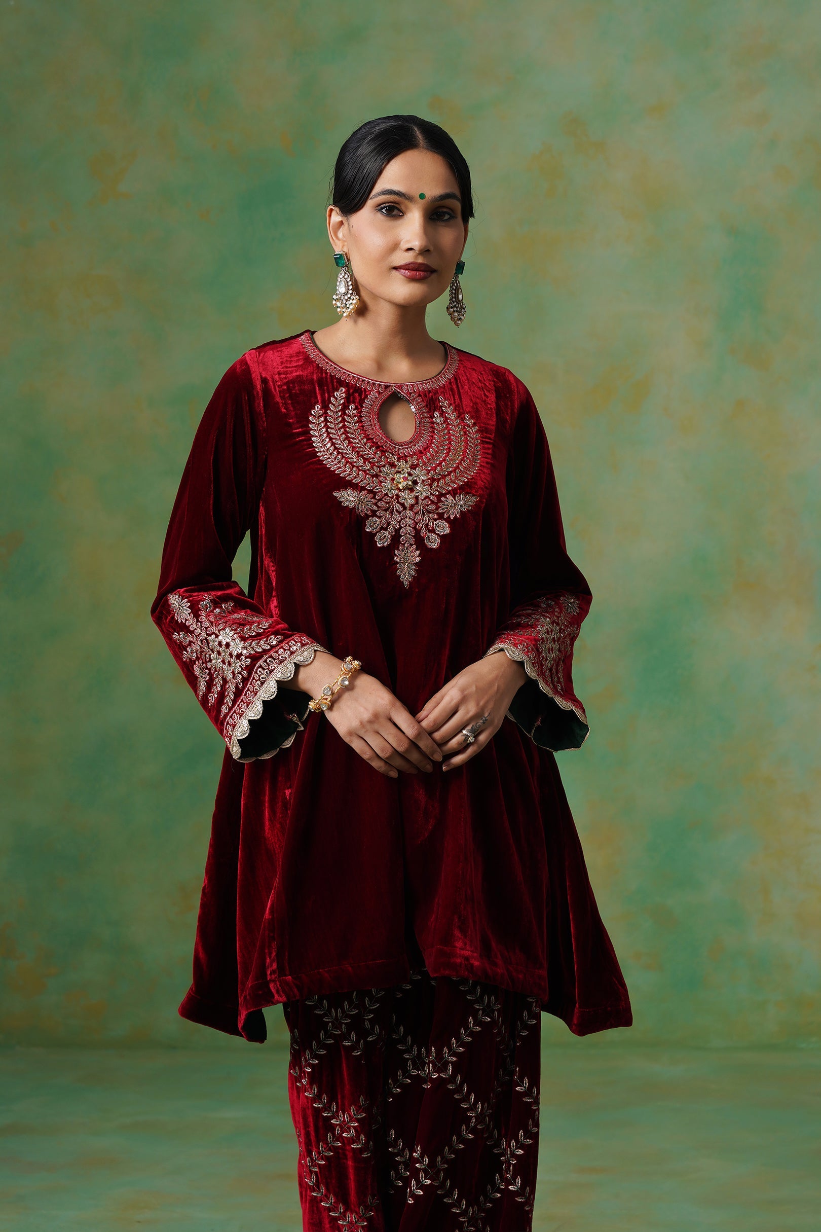 Kashvi Velvet Embroidered Suit Set - Neetika Chopra