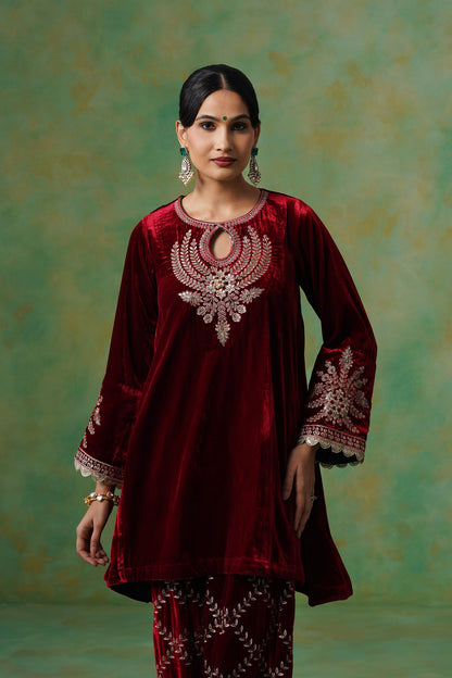 Kashvi Velvet Embroidered Suit Set - Neetika Chopra