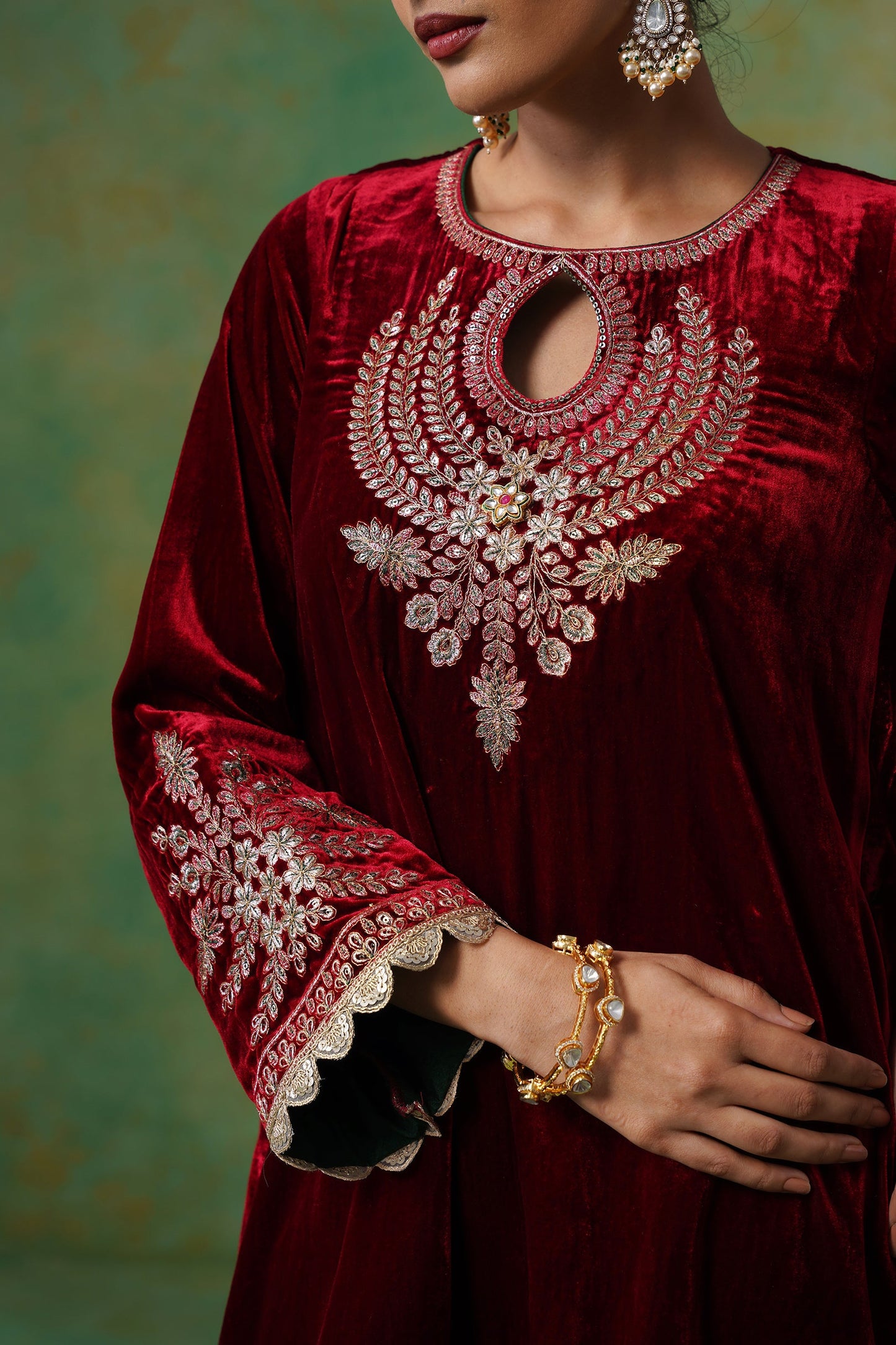 Kashvi Velvet Embroidered Suit Set - Neetika Chopra