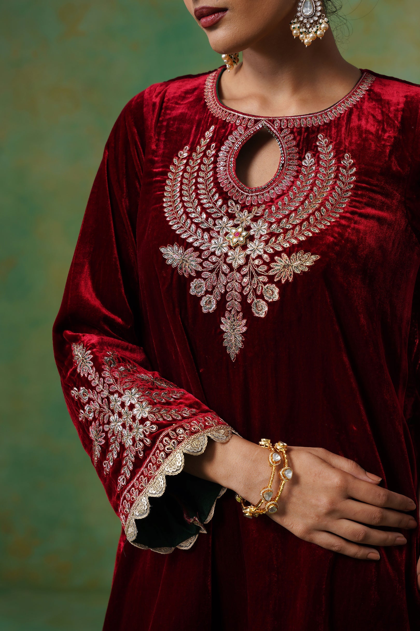 Kashvi Velvet Embroidered Suit Set - Neetika Chopra