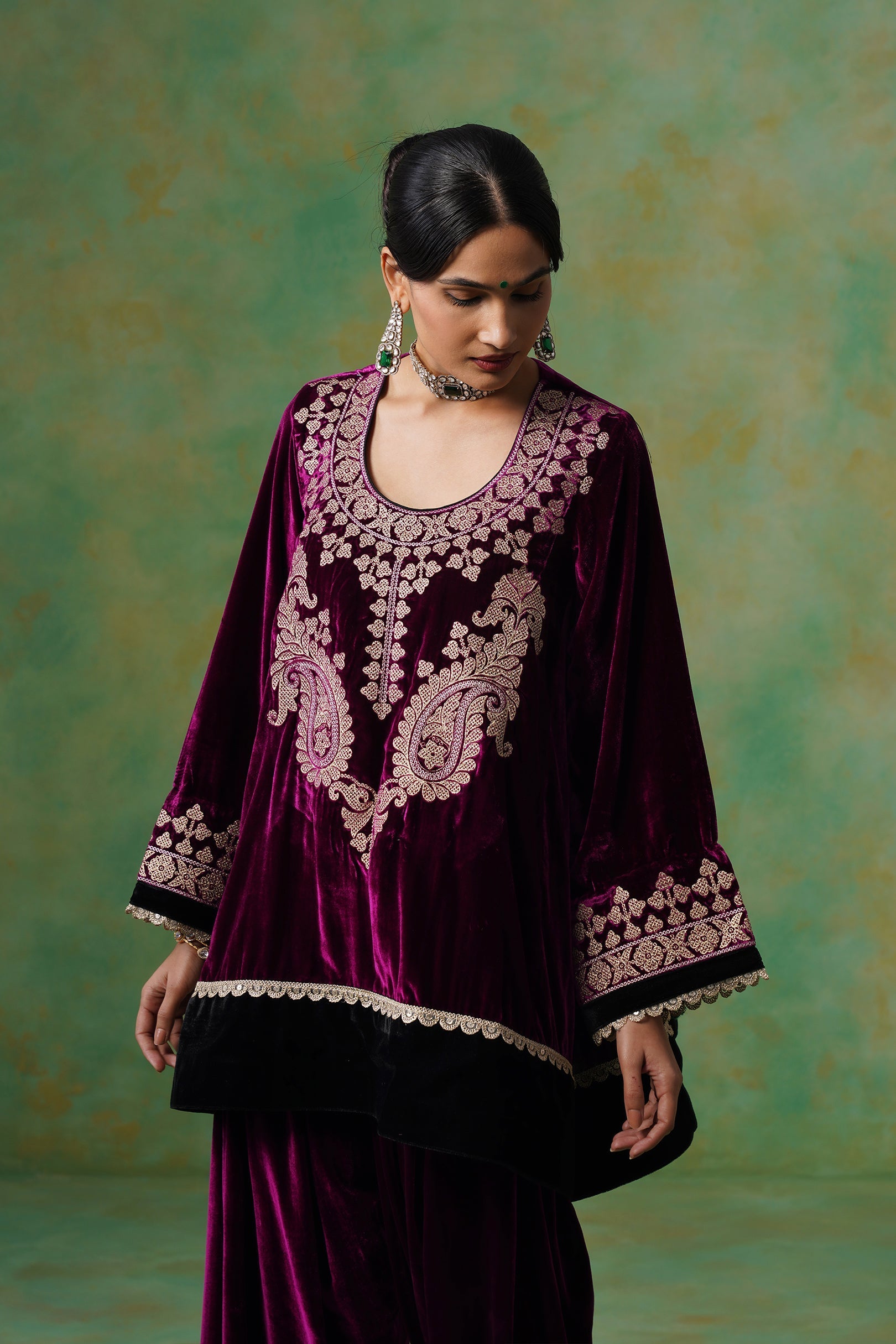 Umika Velvet Embroidered Suit Set - Neetika Chopra
