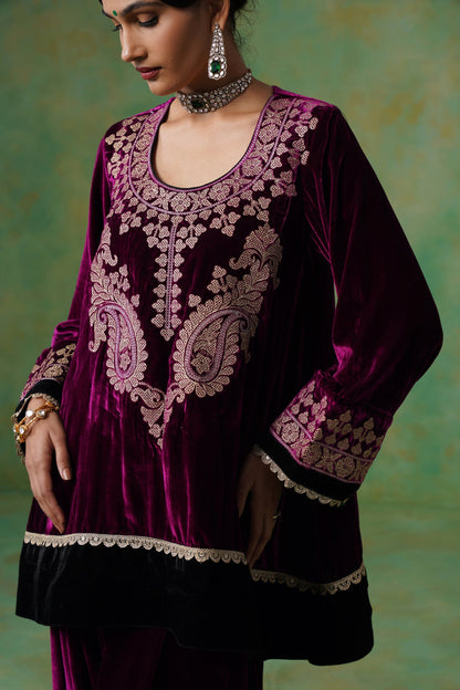 Umika Velvet Embroidered Suit Set - Neetika Chopra