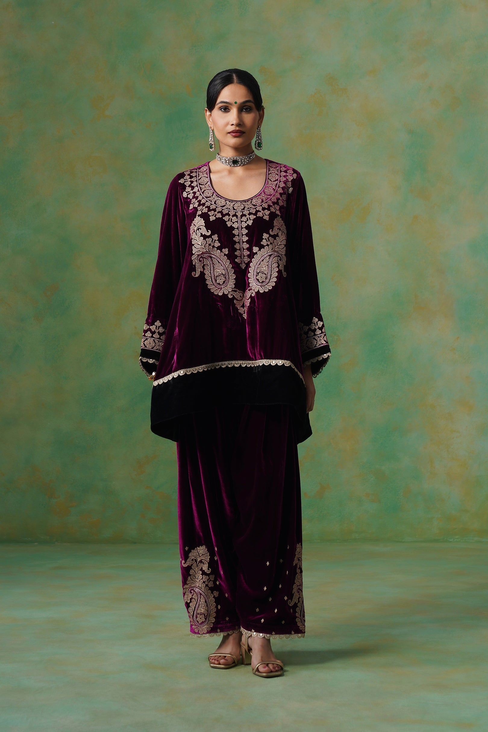 Umika Velvet Embroidered Suit Set - Neetika Chopra