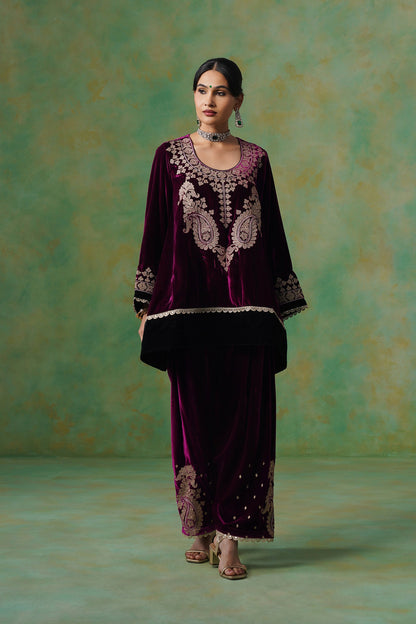Umika Velvet Embroidered Suit Set - Neetika Chopra