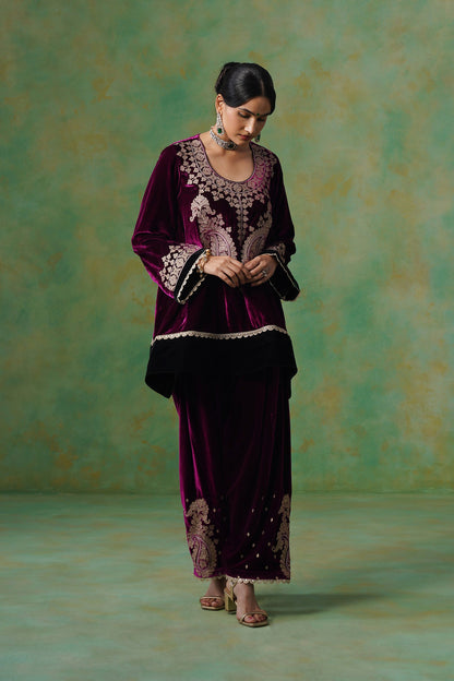 Umika Velvet Embroidered Suit Set - Neetika Chopra