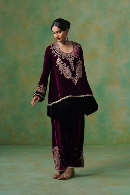 Umika Velvet Embroidered Suit Set - Neetika Chopra