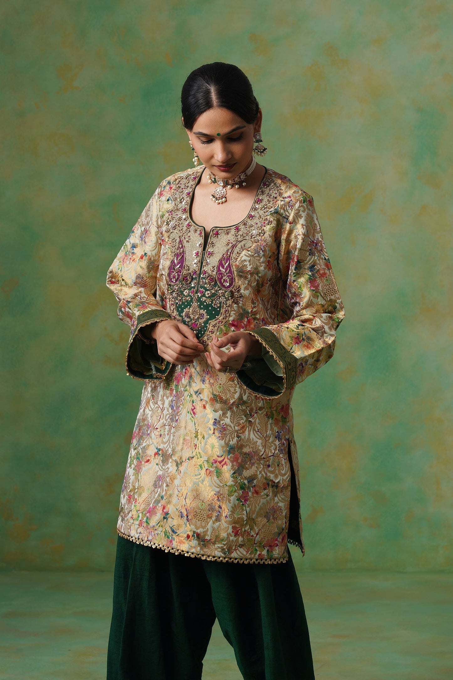 Tulsi Brocade Hand Embroidered Suit Set - Neetika Chopra
