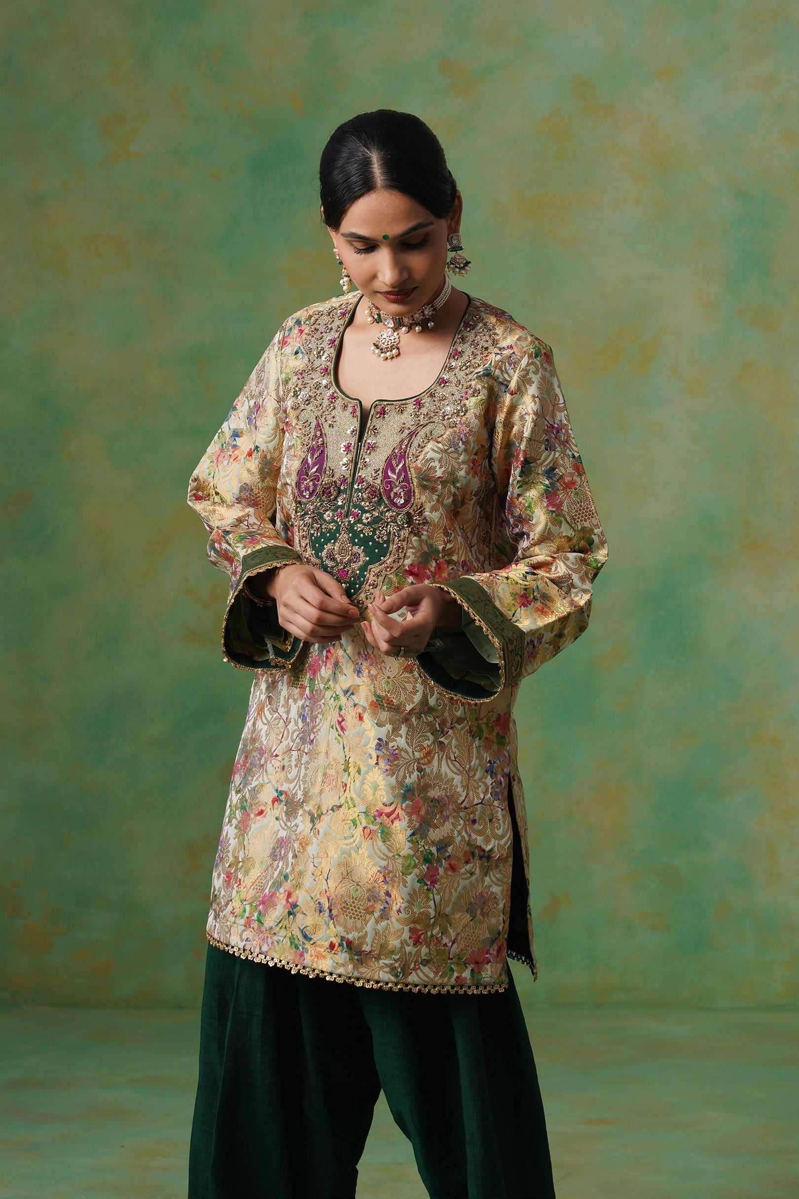 Tulsi Brocade Hand Embroidered Suit Set - Neetika Chopra