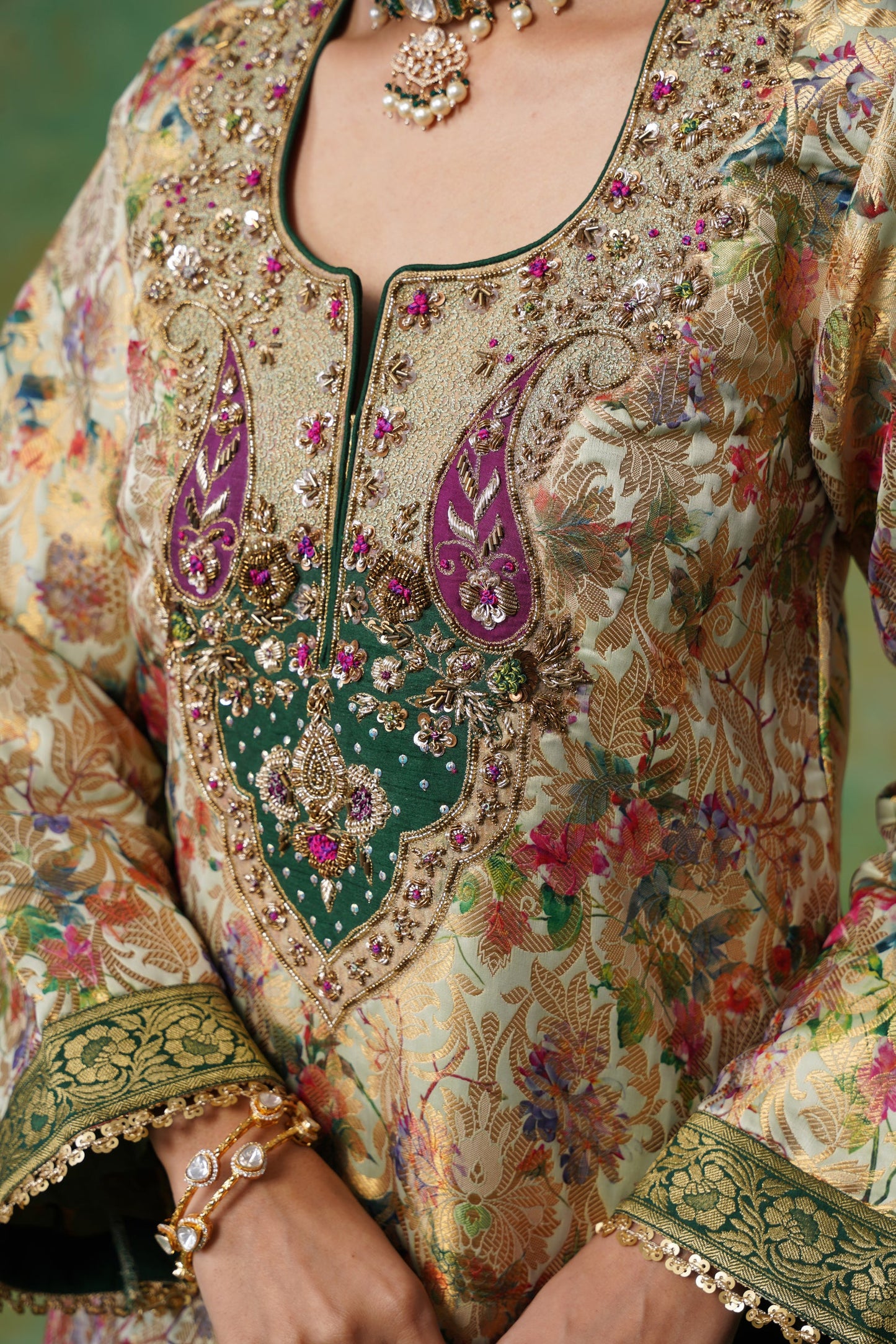 Tulsi Brocade Hand Embroidered Suit Set - Neetika Chopra