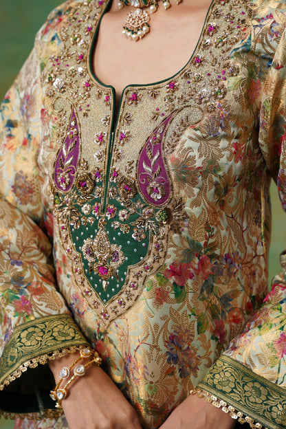 Tulsi Brocade Hand Embroidered Suit Set - Neetika Chopra