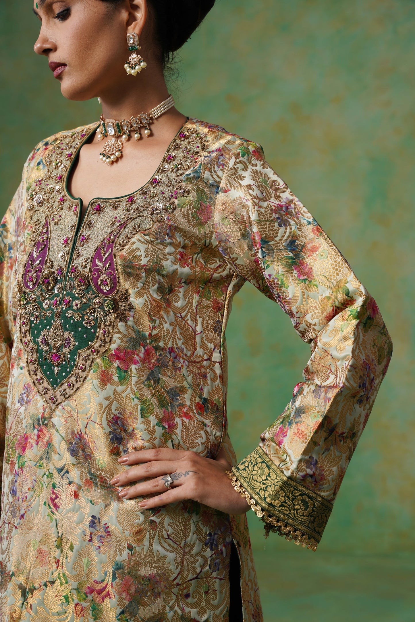 Tulsi Brocade Hand Embroidered Suit Set - Neetika Chopra