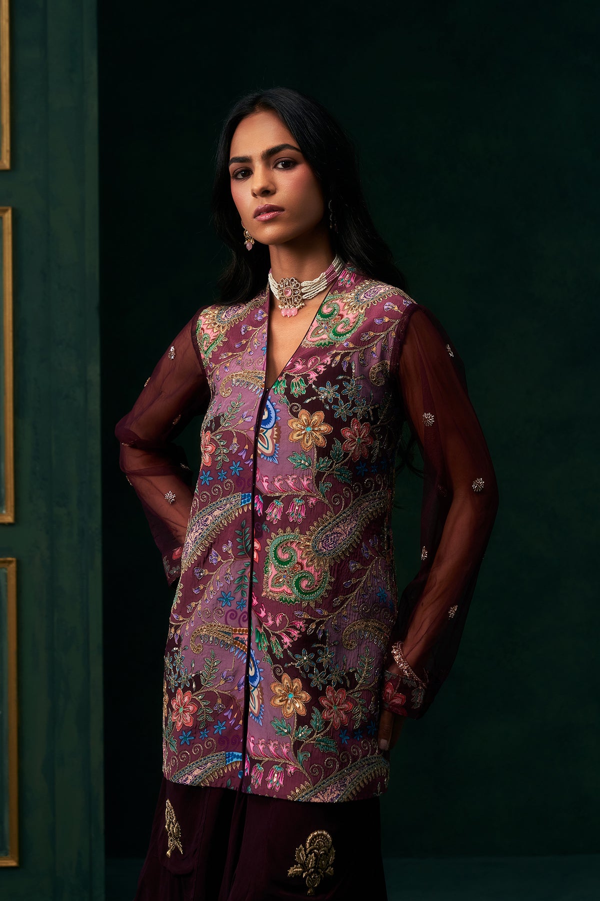 Vareesha Crepe Embroidered Matching Set