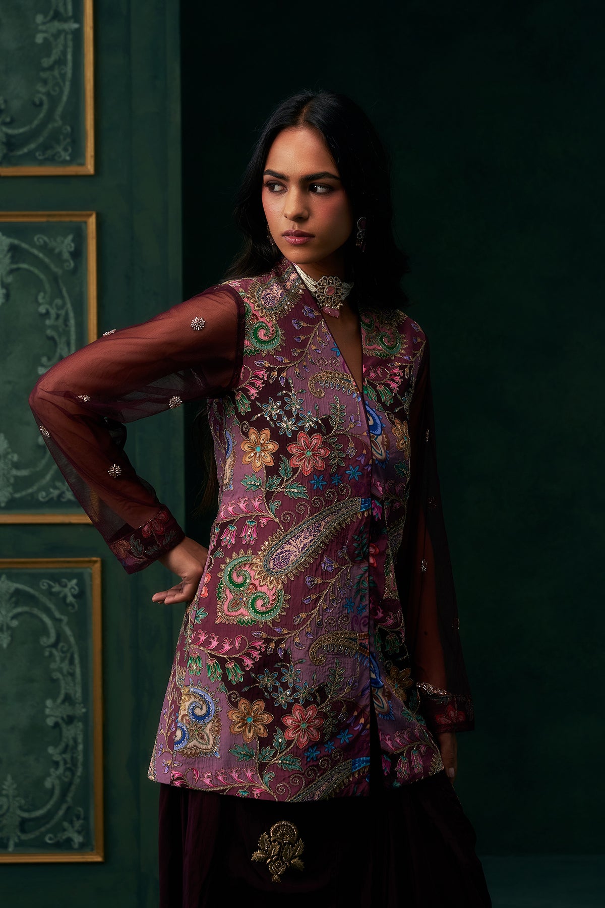 Vareesha Crepe Embroidered Matching Set