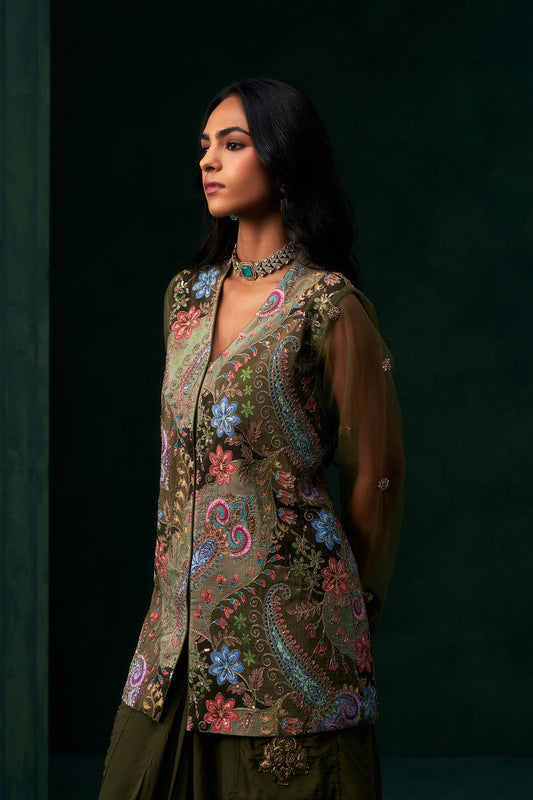 Elham Crepe Embroidered Matching Set