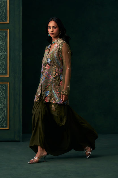 Elham Crepe Embroidered Matching Set