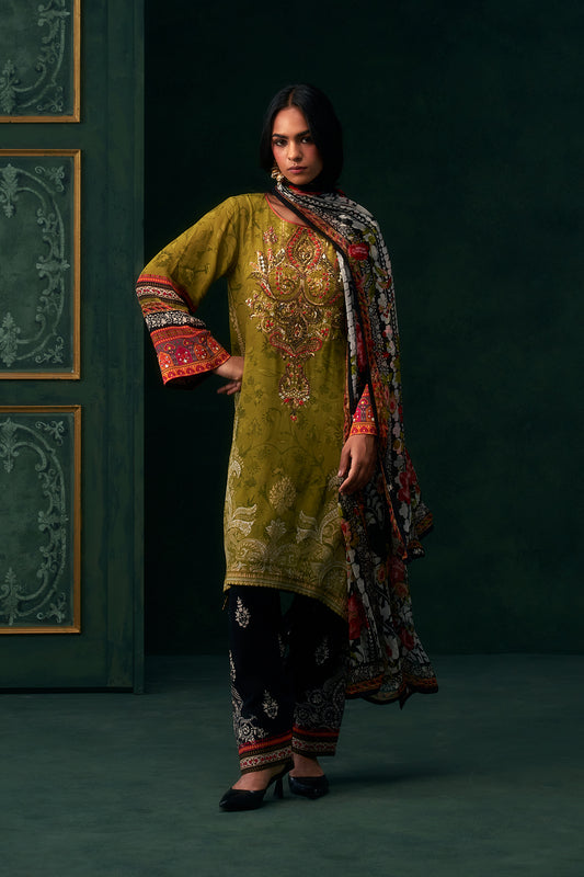 Anora Crepe Printed Hand Embroidered Suit Set
