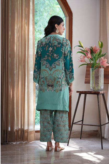 Gulbahaar Hand Embroidered Crepe Printed Matching Set - Neetika Chopra