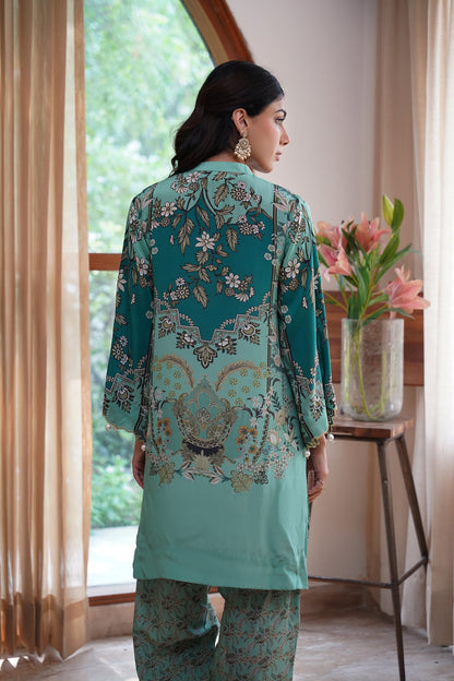 Gulbahaar Hand Embroidered Crepe Printed Matching Set - Neetika Chopra