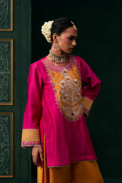 Aabira Chanderi Satin Embroidered Suit Set