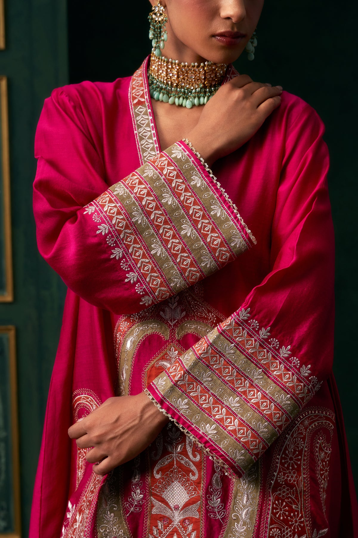 Zehra Chanderi Satin Embroidered Suit Set