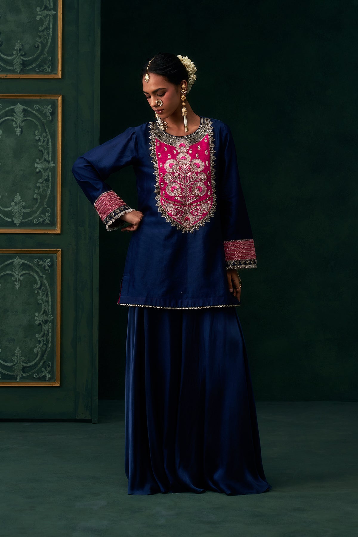 Zunaira Chanderi Satin Embroidered Suit Set