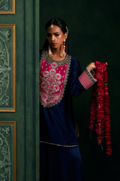Zunaira Chanderi Satin Embroidered Suit Set