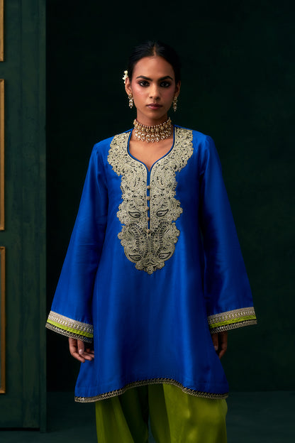 Aafiya Chanderi Satin Embroidered Suit Set