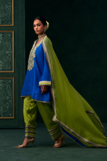 Aafiya Chanderi Satin Embroidered Suit Set
