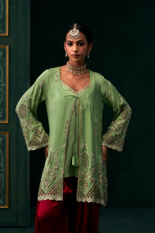 Aaira Organza Embroidered Jacket Set
